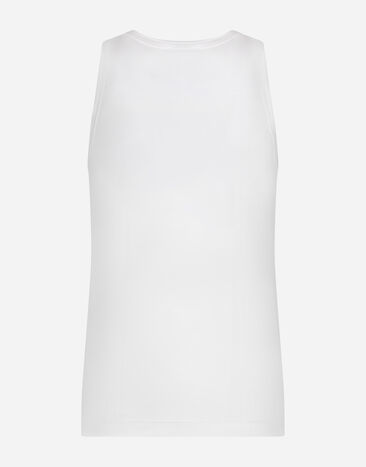 Dolce & Gabbana Two-way stretch cotton tank top with logo label White M8E96JFUEB0