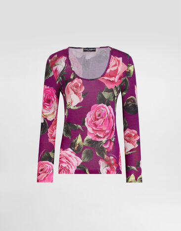 Dolce & Gabbana Rose-print silk sweater Print FXX82TJAHLC