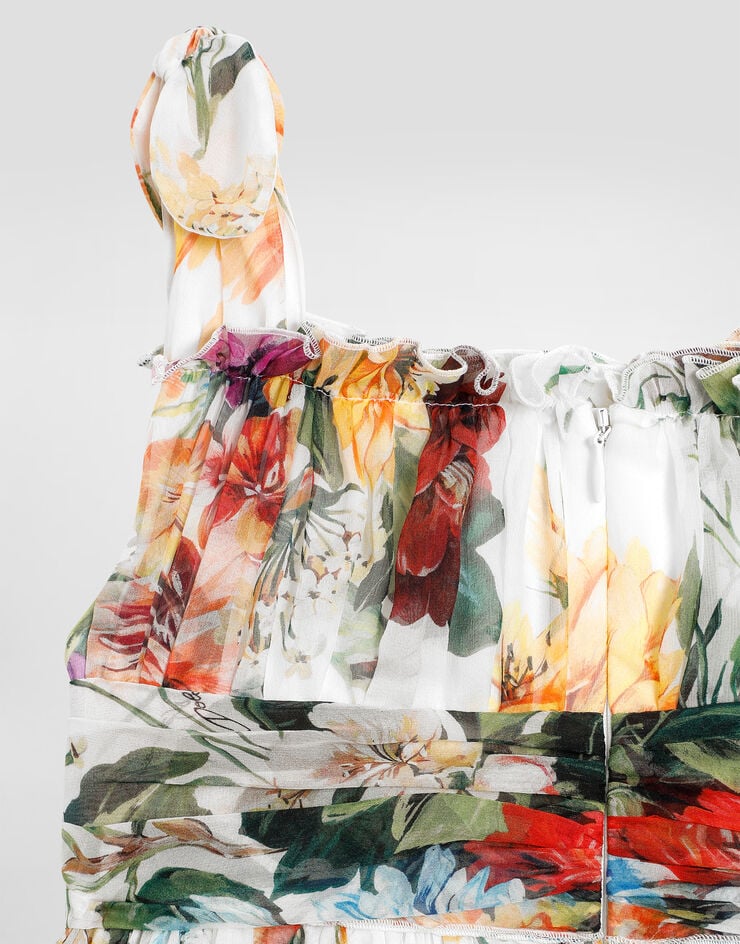 Dolce & Gabbana Ärmelloses Kleid aus Chiffon mit Blumenprint Drucken L54DK0IS1ZE