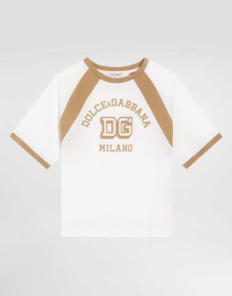 Dolce & Gabbana Jersey t-shirt with print and embroidery White L4JTJMG7PRH