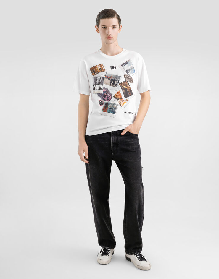 Dolce & Gabbana Cotton T-shirt with postcard print White G8PN9TG7O4R