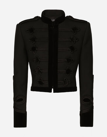 Dolce & Gabbana Frackjacke aus Wollgabardine-Double mit Knebelverschlüssen Schwarz F27CRTFU272