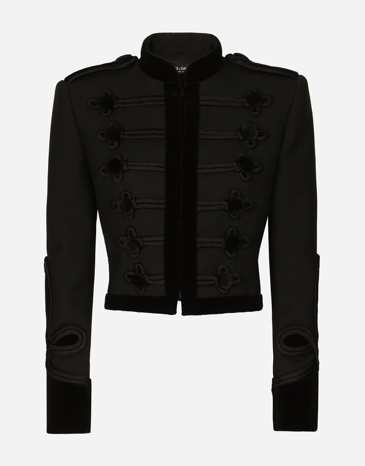Dolce & Gabbana Frackjacke aus Wollgabardine-Double mit Knebelverschlüssen Schwarz F27CRTFU272