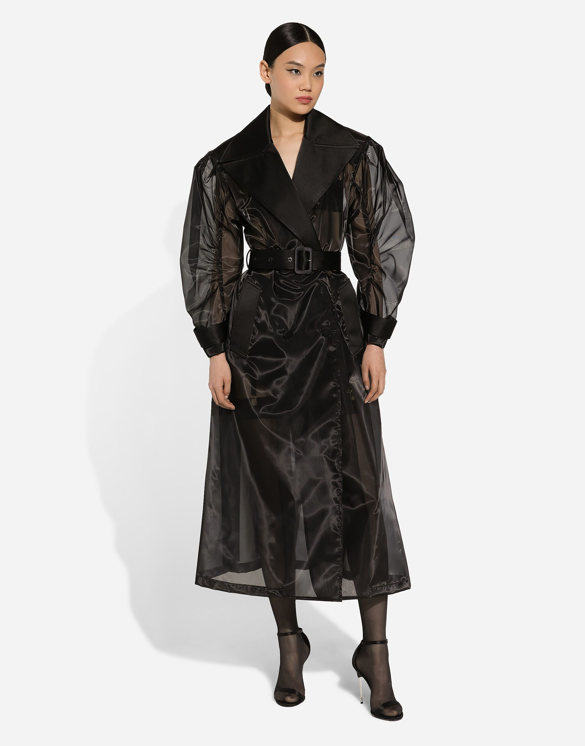 Organza trench coat black shop