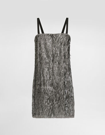 Dolce & Gabbana Dress with embroidered sequins Silver F60FNZFLSL5
