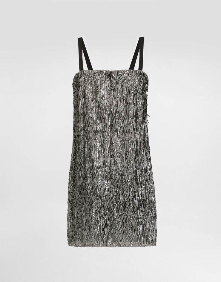 Dolce & Gabbana Kleid mit aufgestickten Pailletten Silver F60FNZFLSL5