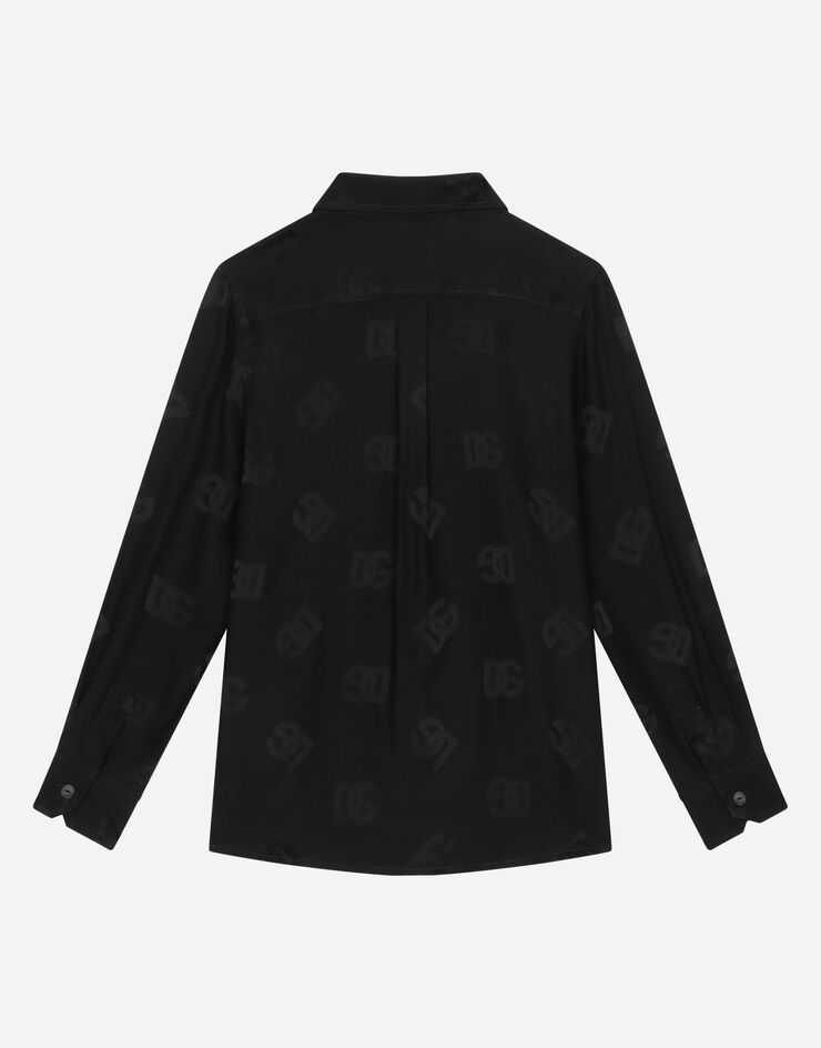 DolceGabbanaSpa Camisa de manga larga de popelina con logotipo en jacquard Negro L43S23FJ5GU