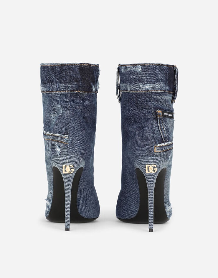 Dolce & Gabbana حذاء بوت برقبة للكاحل من دنيم باتشورك أزرق CT0873AY841