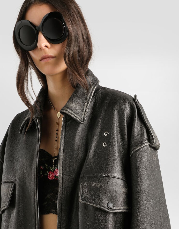 Dolce & Gabbana Vintage-effect leather jacket Dolce & Gabbana Vintage-effect leather jacket Black F9T69LGDDEE