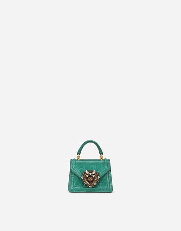 Dolce & Gabbana Devotion micro bag in crocodile flank leather Green BI1400A2V87