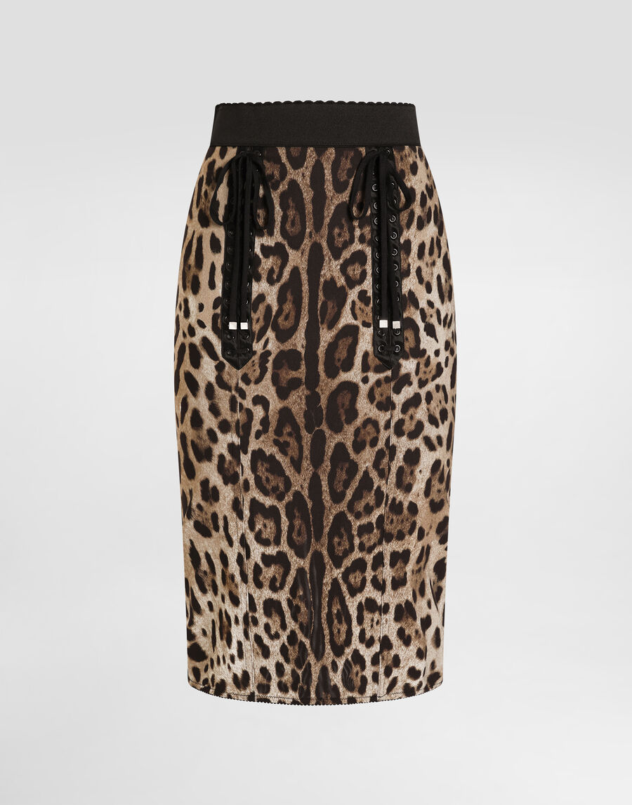 Leo-print fabric skirt