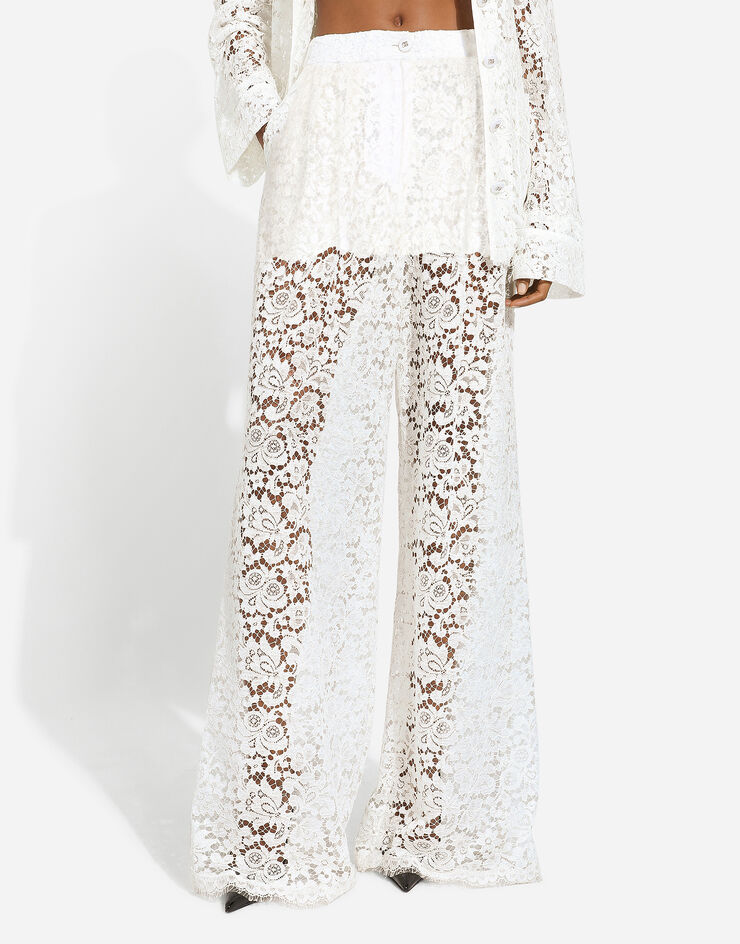 Dolce & Gabbana Flared floral cordonetto lace pants White FTC1YTFLM55