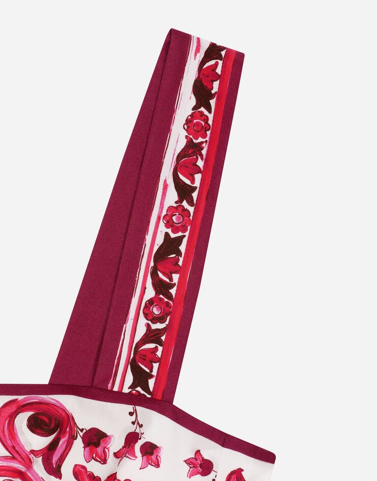 Dolce&Gabbana Top de popelina con estampado Maiolica Multicolor F7U70THH5AX