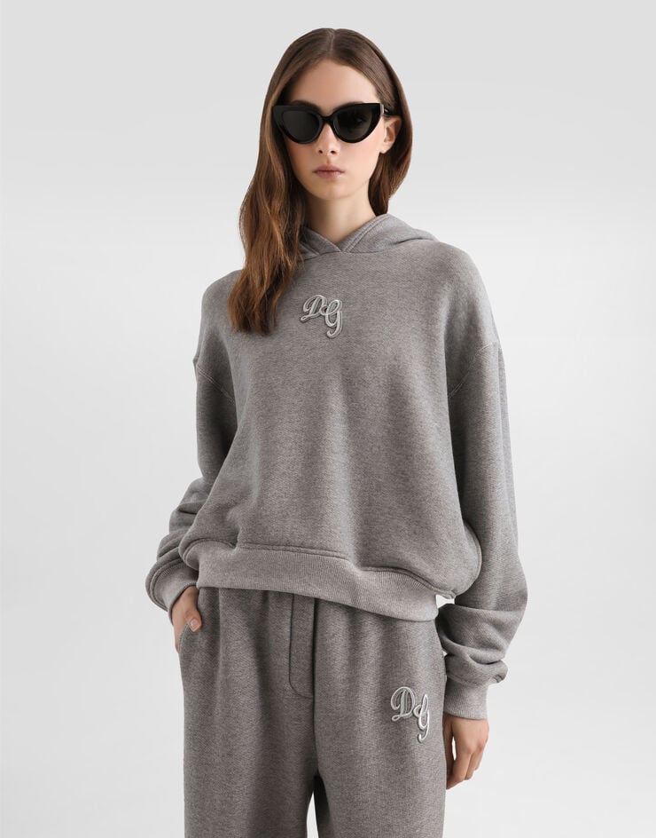 Dolce & Gabbana Felpa con cappuccio con ricamo Dolce & Gabbana Felpa con cappuccio con ricamo Grigio F9S47ZGDDME