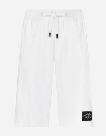 Dolce & Gabbana DGフロックプリント ジャージー ジョギングショートパンツ  ホワイト GP0C6TG7NWD