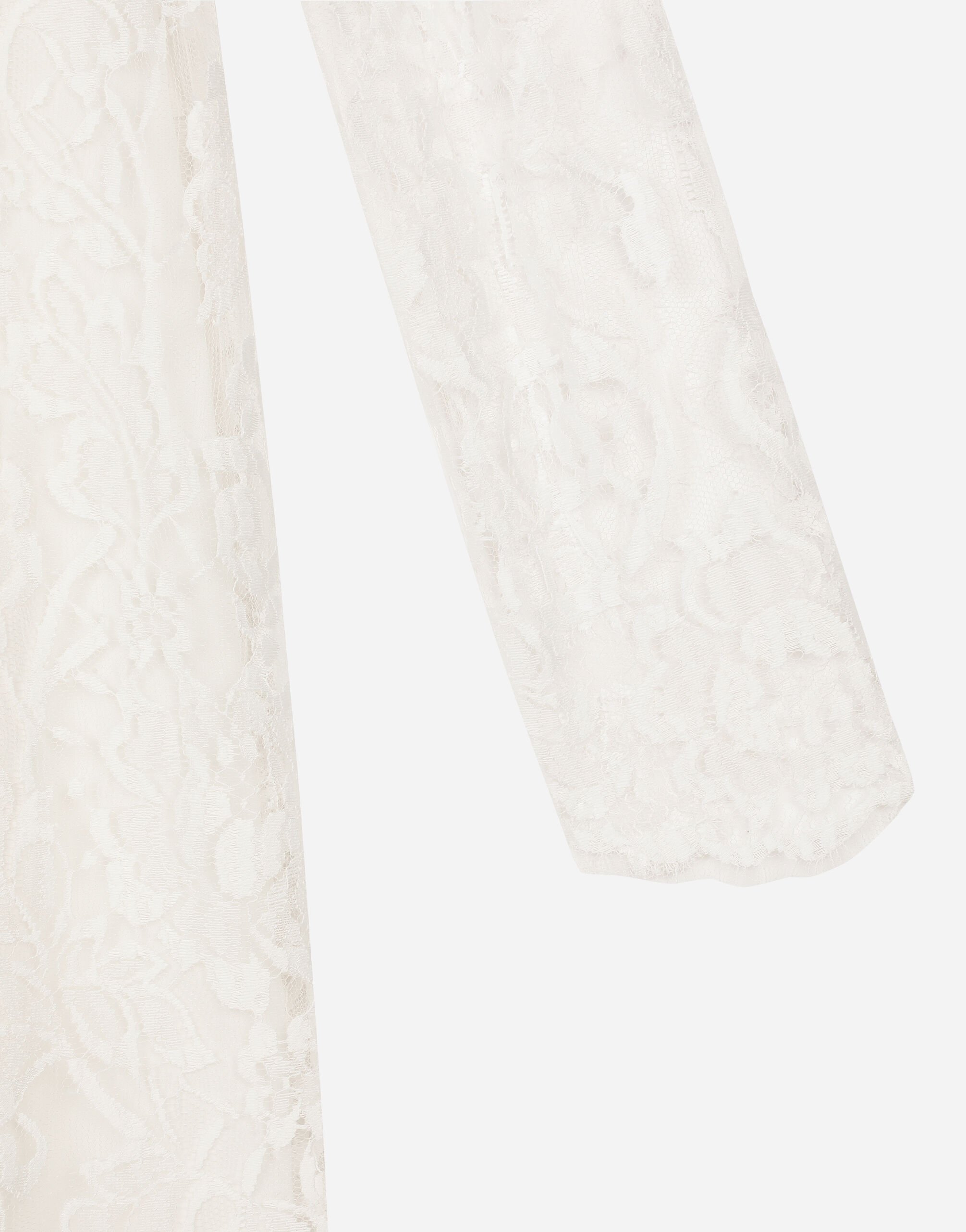 Short lace dress with satin neck in White for Women