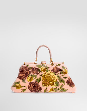 Dolce & Gabbana 그랜드마 미디엄 핸드백 벨벳 소재 스티치 자수 디테일 멀티 컬러 BB7986B3T61