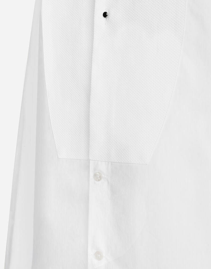 Dolce & Gabbana Cotton tuxedo shirt with piqué shirt front White F5S30TFU5K9