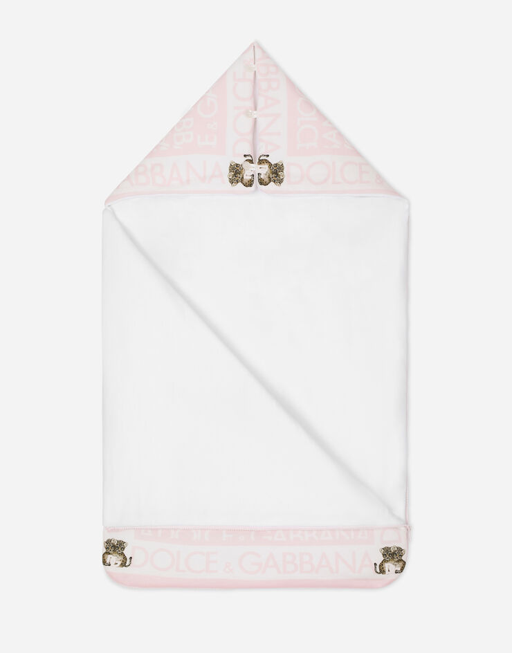 Dolce&Gabbana Jersey sleep sack with all-over logo print Pink LNJAD8G7KQ9