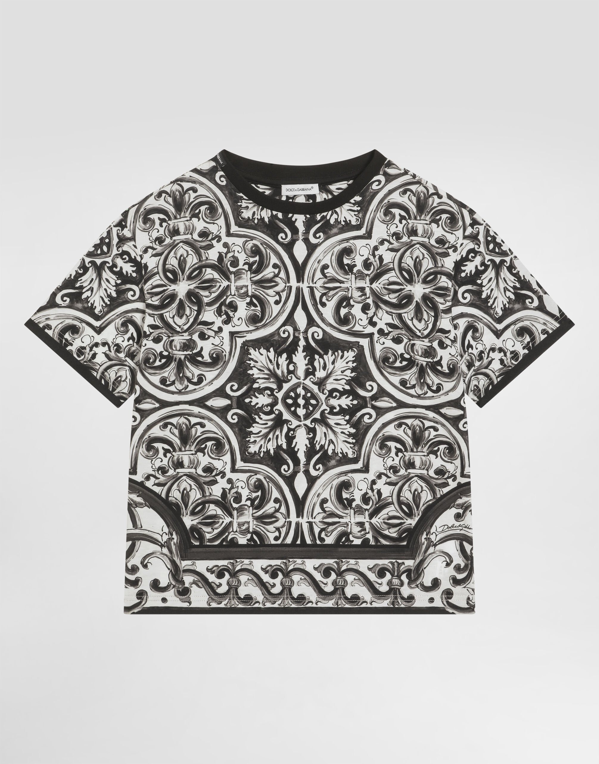 【DOLCE&GABBANA】マヨリカプリント ショートスリーブ Tシャツ マルチカラーのボーイズ マヨリカプリント ショートスリーブ T