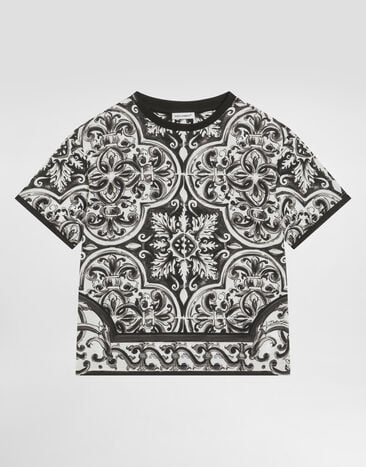 Dolce & Gabbana T-shirt manica corta stampa Maiolica Multicolore L4JTHVII7ED