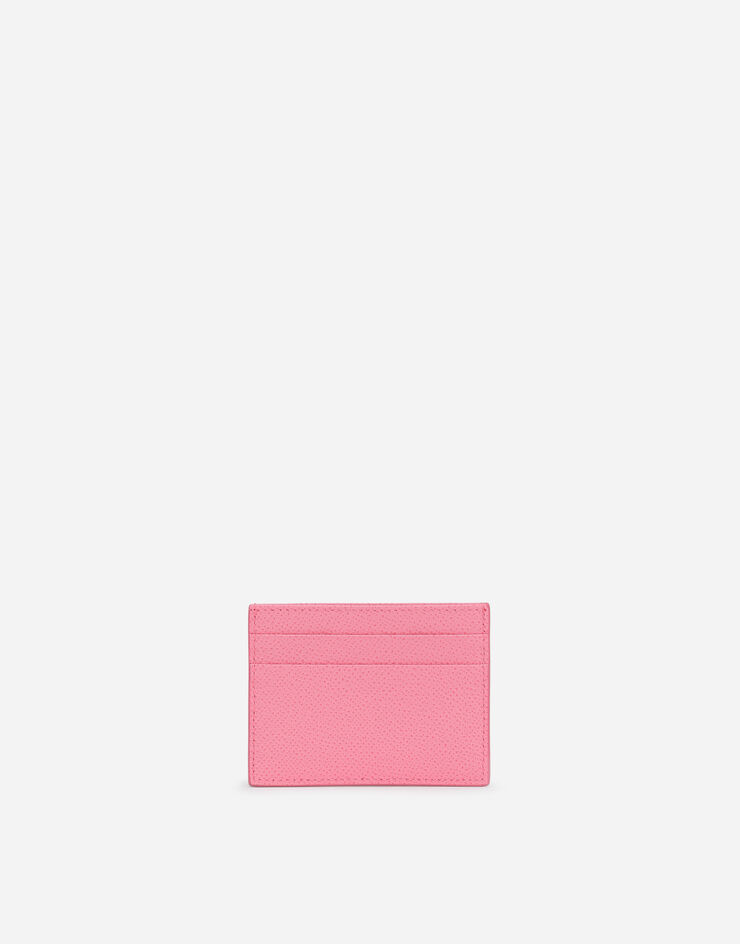 Dolce & Gabbana Porte-cartes en cuir de veau Dauphine avec plaquette à logo Rose BI0330A1001