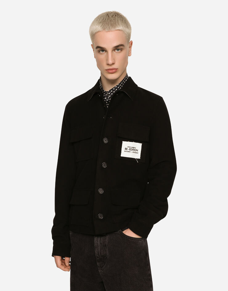Dolce&Gabbana Sporty stretch fustian shirt with multiple pockets Black G5KV4TFUWD1