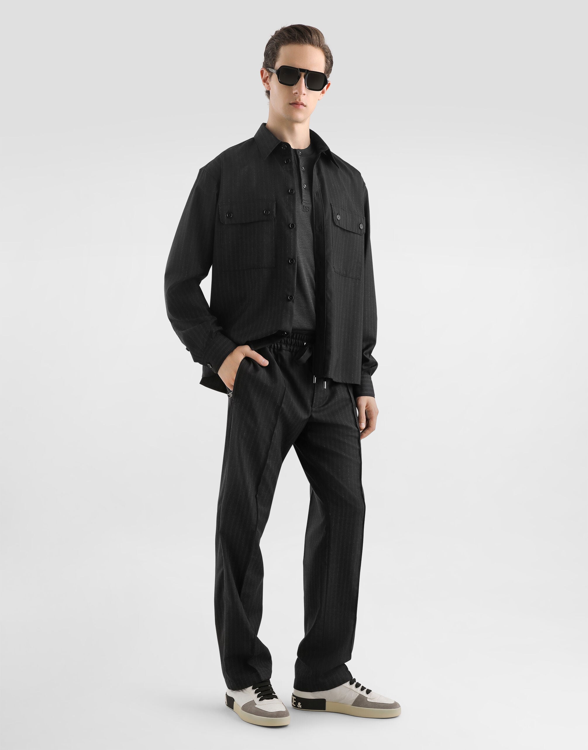 Tailored pinstripe jogging trousers in Multicolor for Men