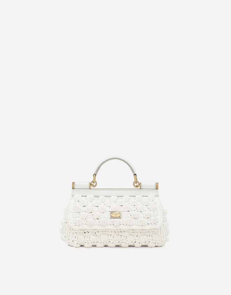 Dolce & Gabbana 라피아 크로셰 스몰 시실리 백 화이트 BB7116AY208