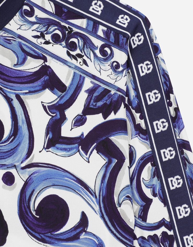 Dolce & Gabbana Felpa in cady stampa maiolica con zip Multicolore F9C50TFPIAH