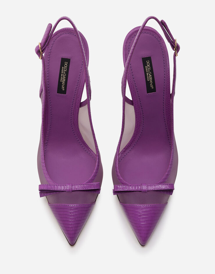 Dolce & Gabbana Sling back shoes in iguana print leather and mesh VIOLETT CG0400AX047