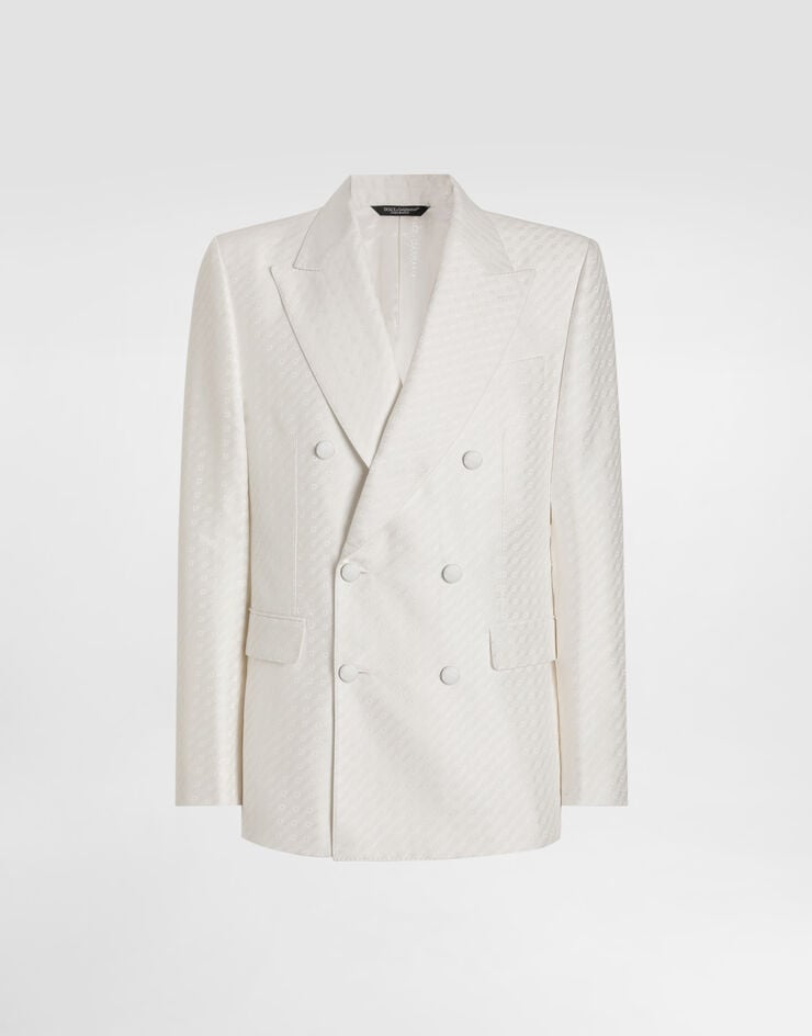 Dolce & Gabbana Chaqueta de botonadura doble Sicilia Light de tejido jacquard con micromotivo White G2TV8THJMQY
