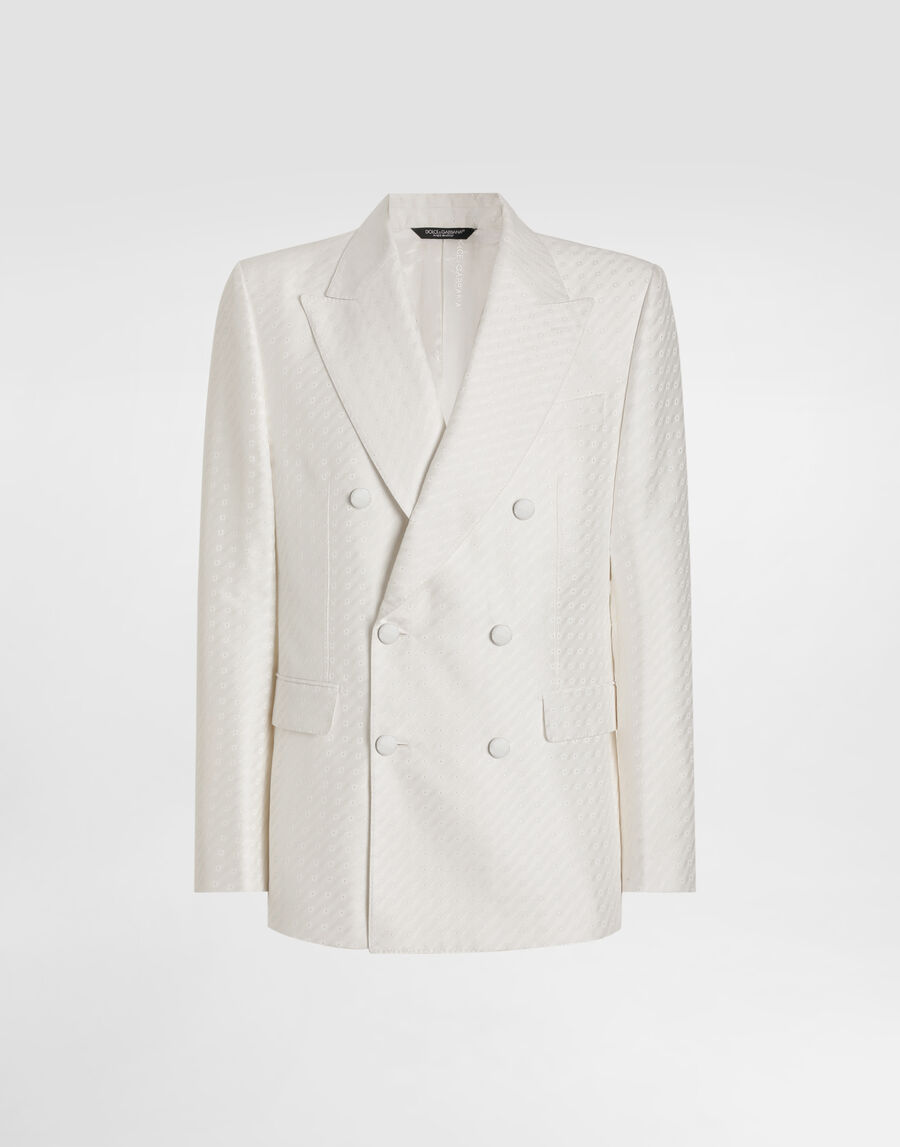 Double-breasted sicilia light jacquard jacket with micro pattern
