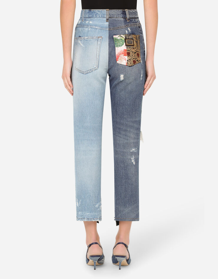 Dolce & Gabbana High-waisted jacquard and denim jeans AZUL FTB2NDG900L