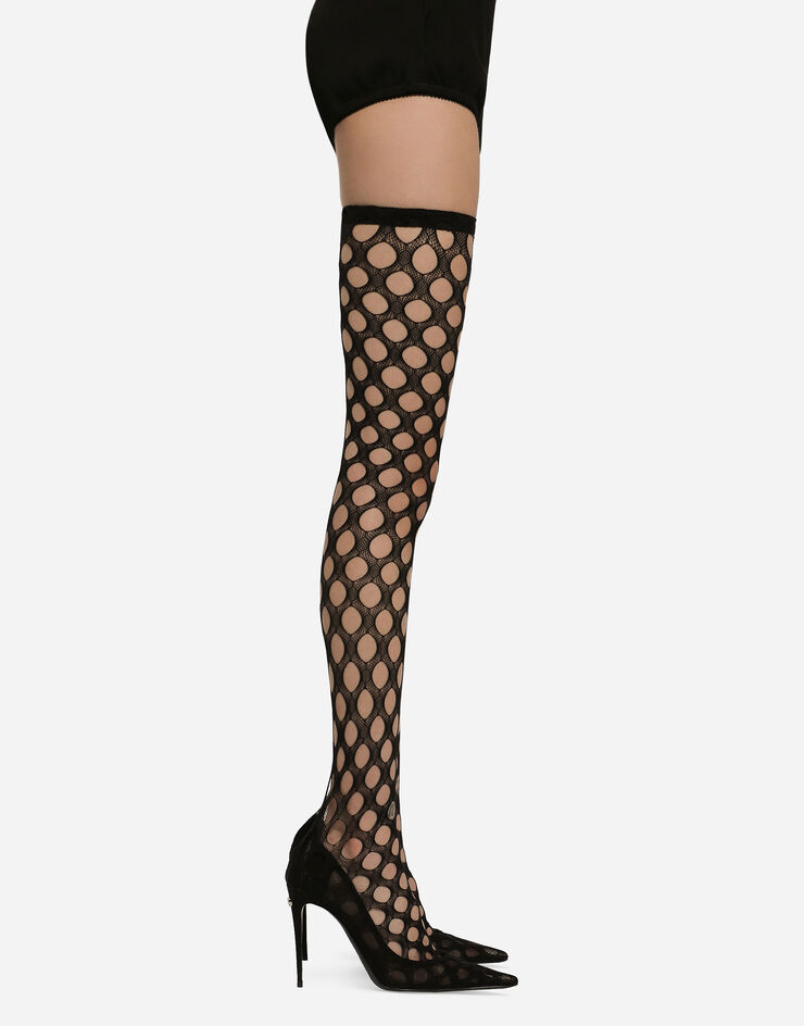 Dolce & Gabbana Stretch mesh thigh-high boots Black CU1113AU041