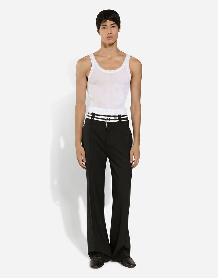 Dolce & Gabbana Tailored pants with contrasting belt Black GP078TFUBGC