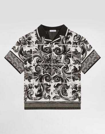 Dolce & Gabbana マヨリカプリント デニム ショートスリーブ シャツ マルチカラー L43S81LDD19
