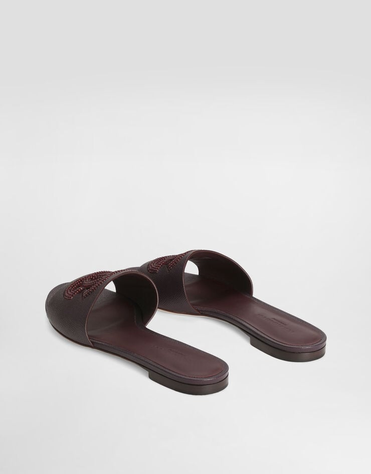 Dolce & Gabbana Suede and dauphine calfskin flat slippers Dolce & Gabbana Suede and dauphine calfskin flat slippers Bordeaux CQ0666A0217
