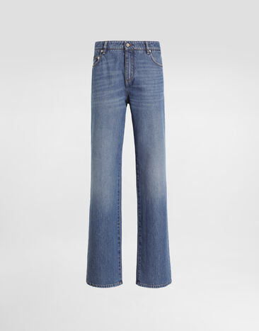 Dolce & Gabbana Loose denim jeans with pressed pleat Multicolor F9S20DG8ML9