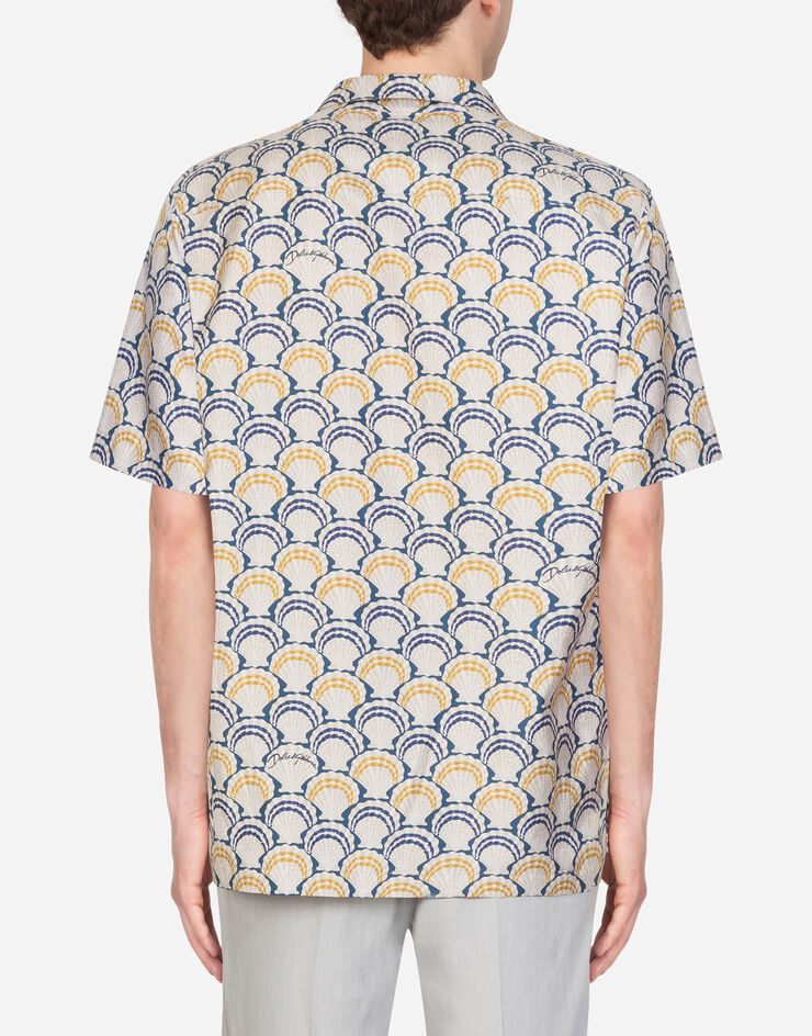 Dolce & Gabbana Cotton and silk hawaii shirt with scallop shell print CRÈME G5GX2THS5FY