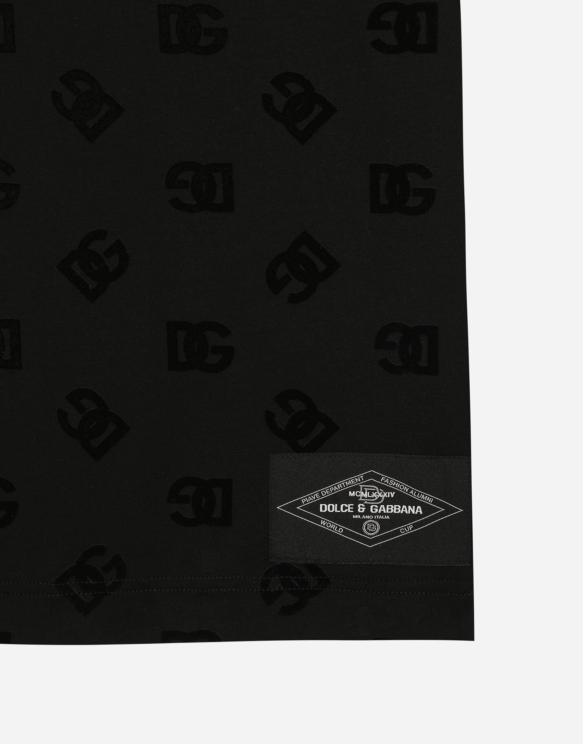 ブラックのメンズ DGフロックプリント コットン Tシャツ