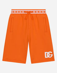 Dolce & Gabbana Jersey jogging shorts with DG logo Orange EM0072AM476