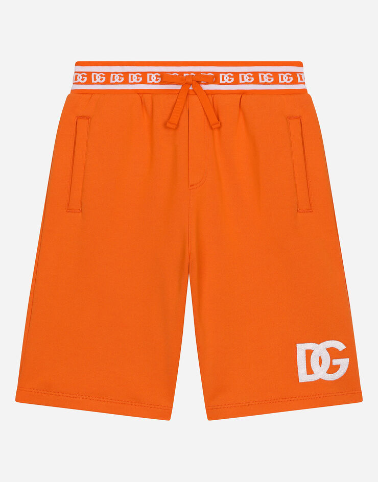 Dolce & Gabbana Jersey jogging shorts with DG logo Orange L4JQP0G7IJ8