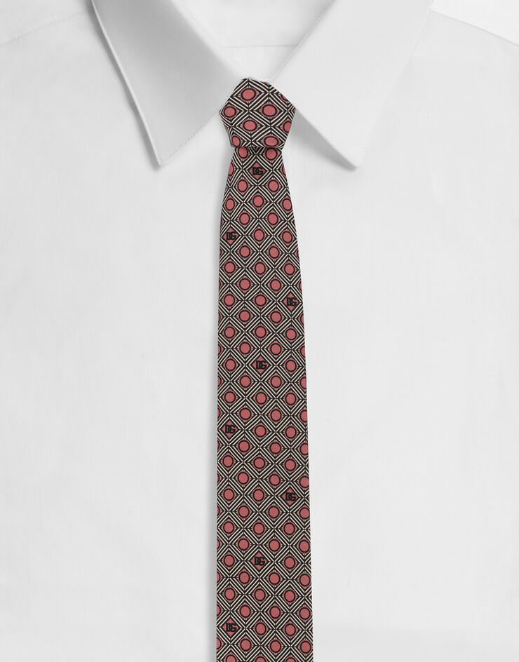 Dolce & Gabbana Cravate en soie à imprimé micro motifs logo DG Imprimé GT149EG0WSO