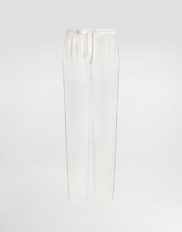 Dolce & Gabbana Silk pajama pants with logo embroidery White GVCRAZFU1AU