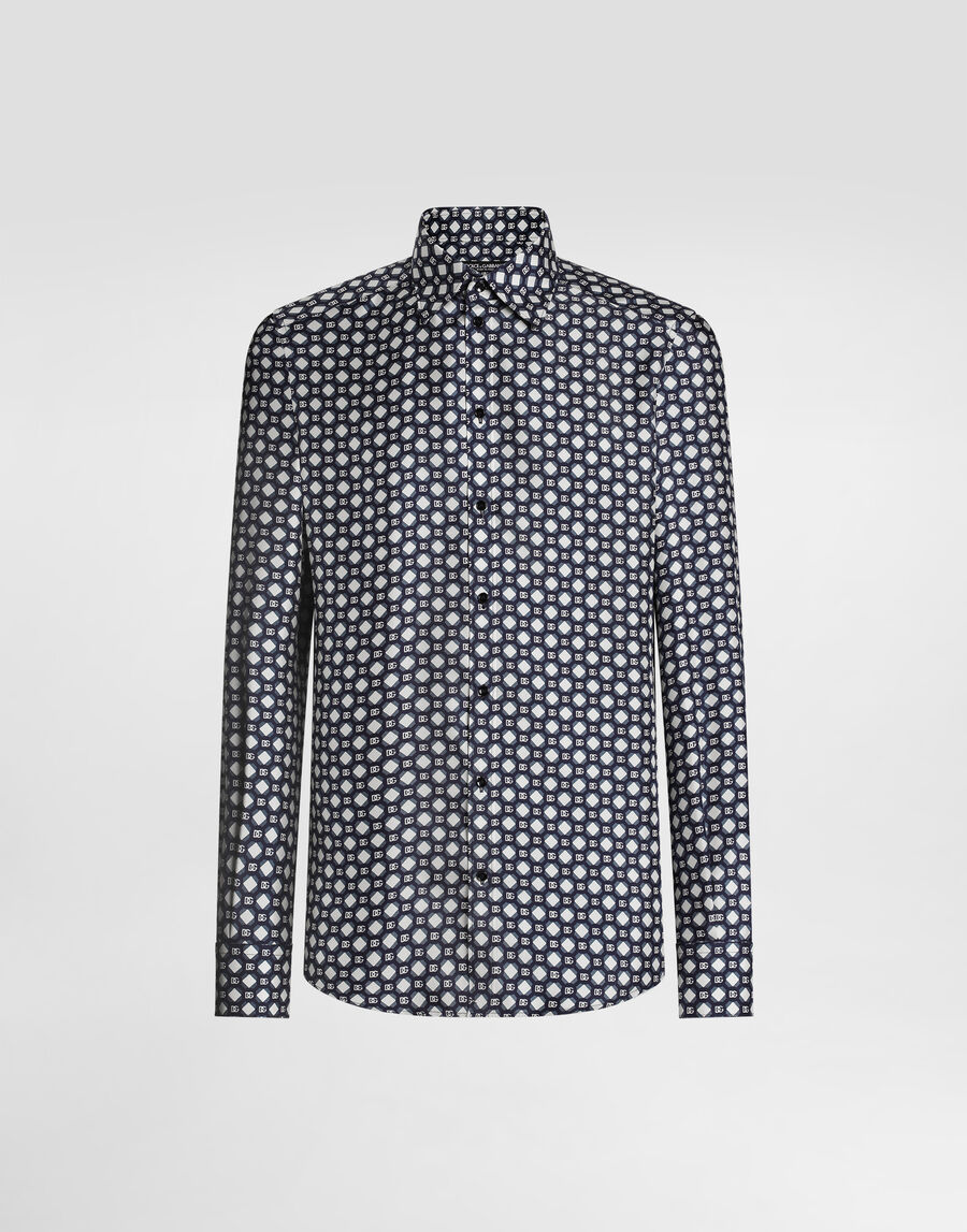 Printed silk twill martini shirt