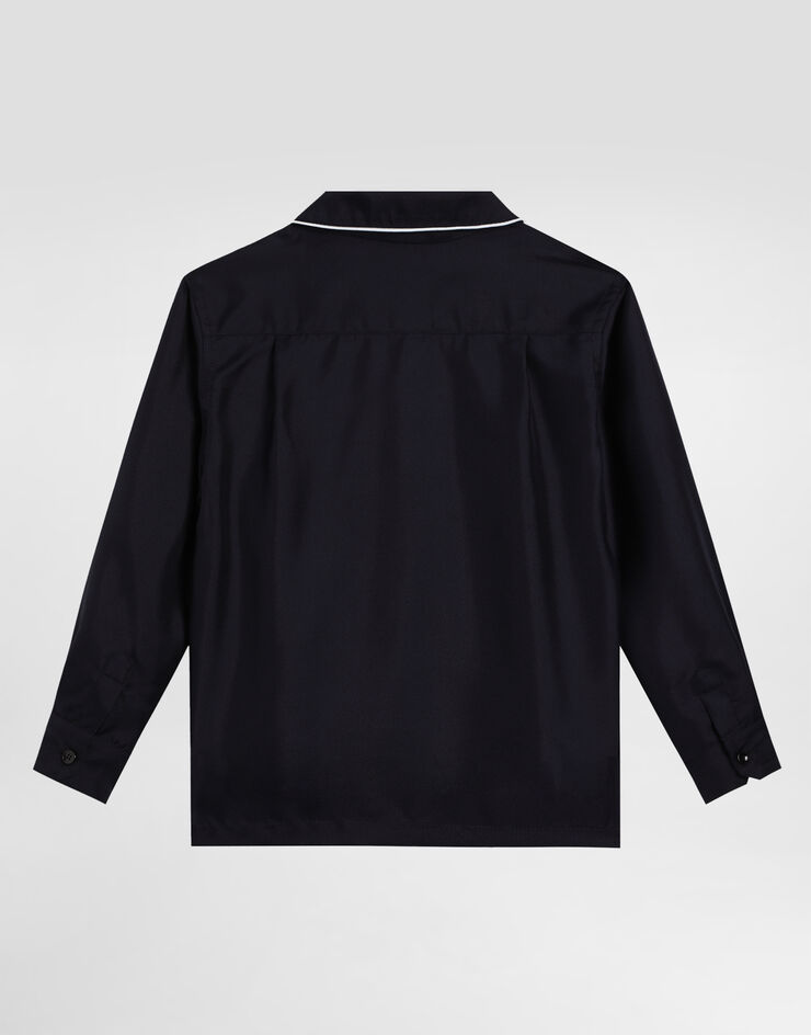 Dolce & Gabbana Hemd aus Twill mit DG-Logo Blau L43S72G7O7W
