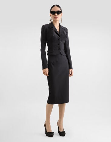 Dolce & Gabbana Technical cady calf-length pencil skirt Black F4C5TTFUUC7