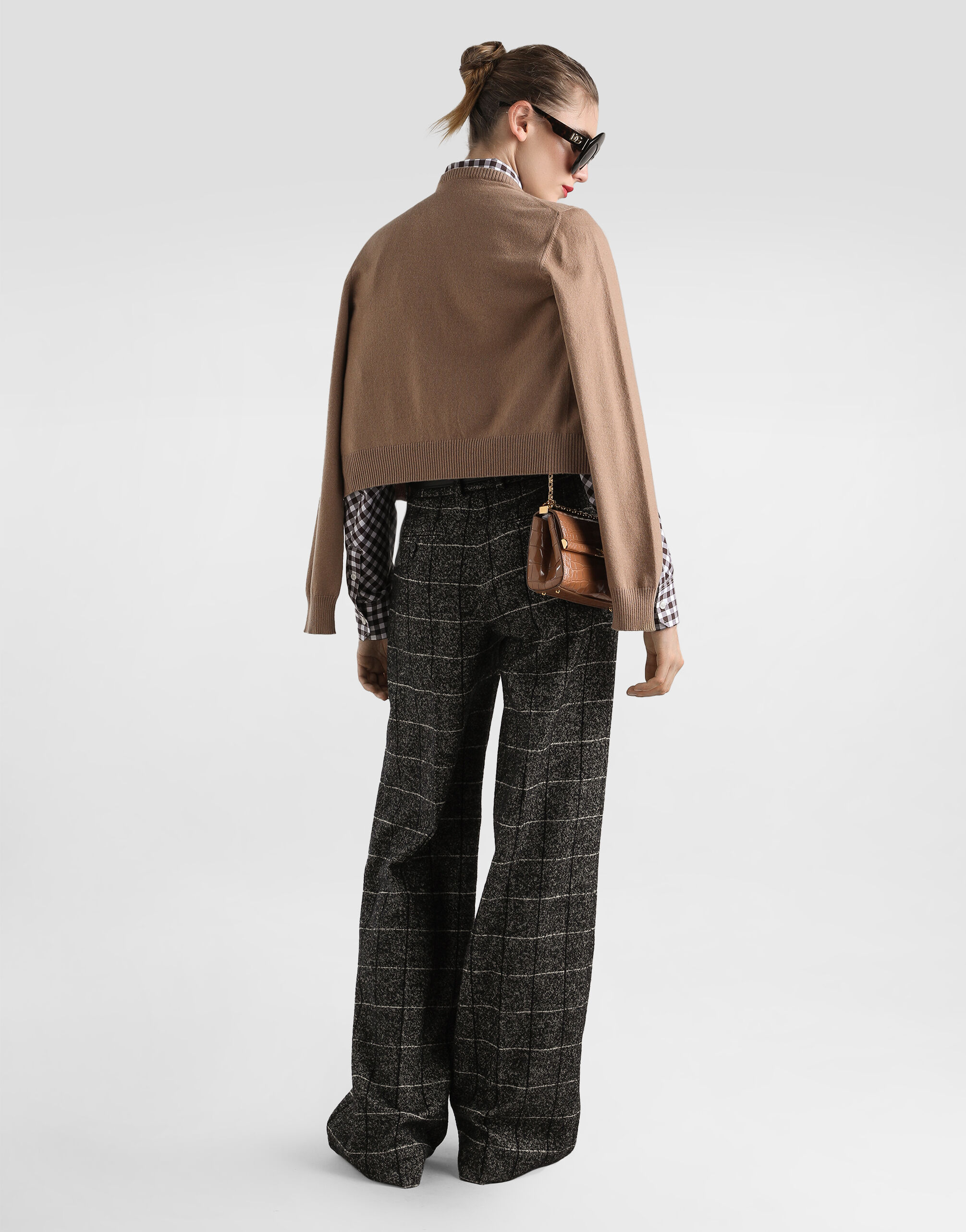 Wool trousers with check print - thumbnail 3