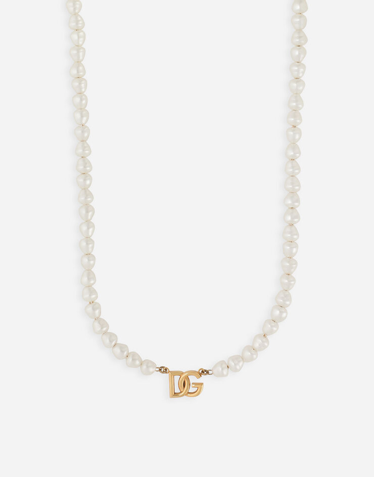 Dolce & Gabbana Collar de cadena con perlas y logotipo DG Dorado WNQ6M2W1111